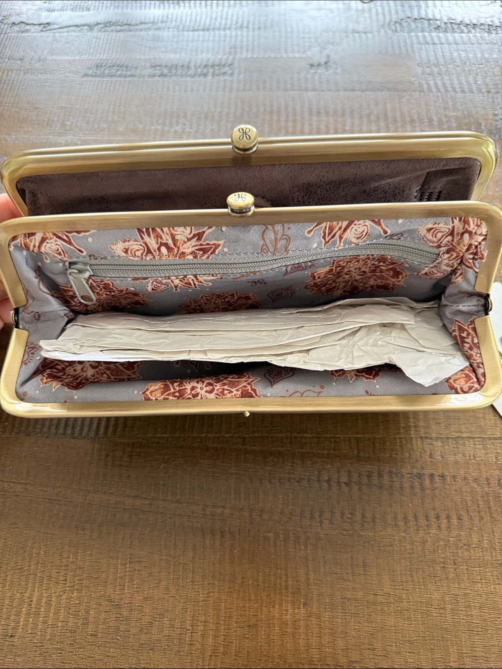 HOBO Lauren Frame Clutch with Braided Center in Saddle - Picture 5 of 6